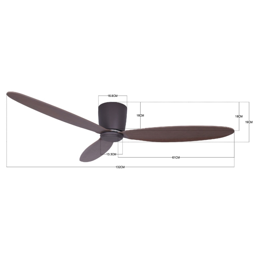 Lucci air 212883 - Ventilateur de plafond AIRFUSION RADAR, bois/marron, Ø 132 cm + télécommande