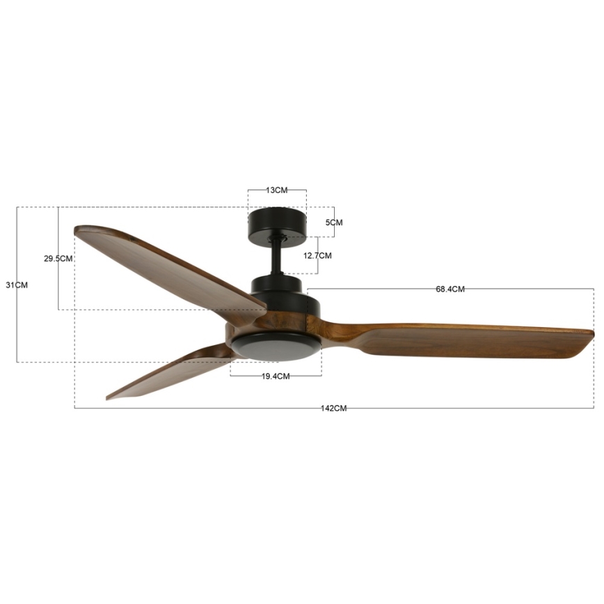 Lucci air 213051 - Deckenventilator SHOALHAVEN schwarz/braun Ø 142 cm