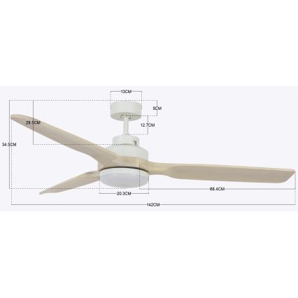 Lucci air 213055 - Plafoniera LED SHOALHAVEN GX53/17W/230V paulownia/bianco + telecomando