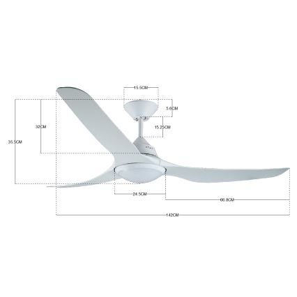 Lucci air 213096 - LED-Deckenventilator MARINER LED/15W/230V weiß + Fernbedienung