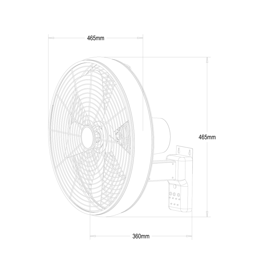 Lucci air 213124 - Ventilatore da parete BREEZE 55W/230V nero + telecomando