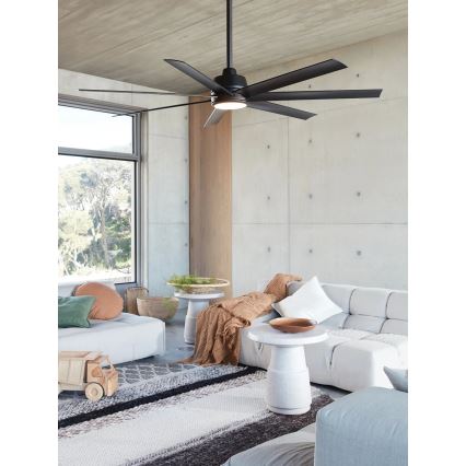 Lucci Air 21318349 - Ventilatore da soffitto dimmerabile a LED ATLANTA 1xGX53/12W/230V diametro 142 cm nero + telecomando