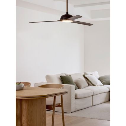 Lucci air 213301 - LED-dimmbarer Deckenventilator UNIONE 1xGX53/12W/230V braun/hochglänzendes Chrom Ø 142 cm + Fernbedienung