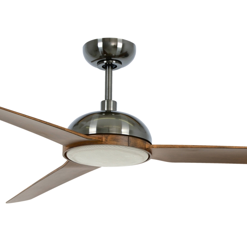 Lucci air 213301 - LED-dimmbarer Deckenventilator UNIONE 1xGX53/12W/230V braun/hochglänzendes Chrom Ø 142 cm + Fernbedienung