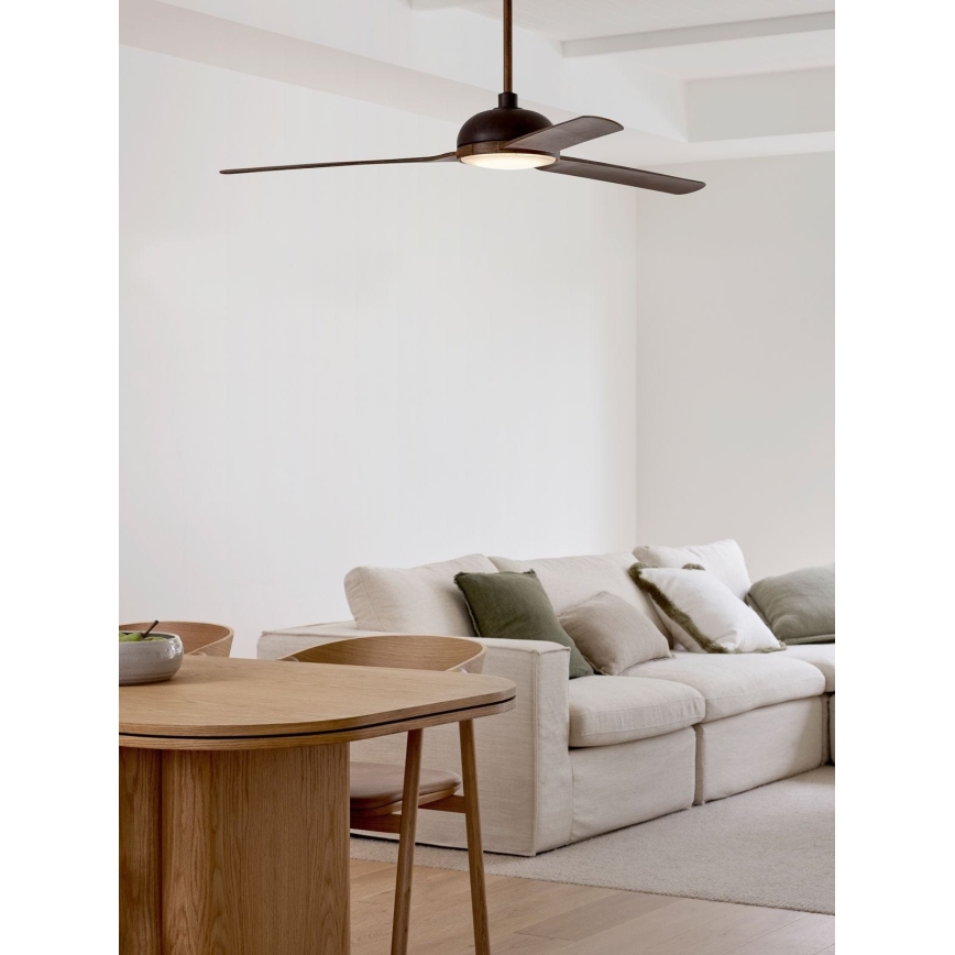Lucci air 213301- Ventilateur de plafond LED à intensité variable UNIONE 1xGX53/12W/230V marron/chrome brillant + Télécommande