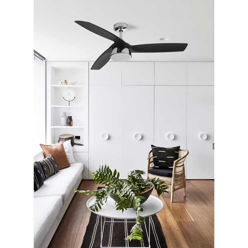 Lucci air 513072 - Ventilatore da soffitto dimmerabile a LED BRONX LED/18W/230V 3000/4000/6000K nero/cromo lucido + telecomando