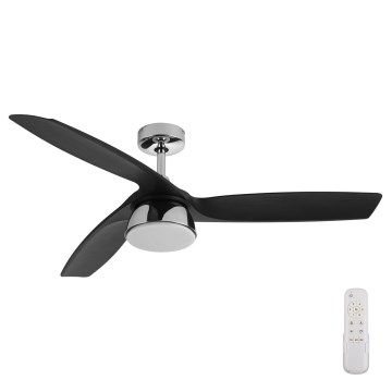 Lucci air 513072 - Ventilateur de plafond LED dimmable BRONX LED/18 W/230 V 3000/4000/6000 K noir/chrome brillant Ø 132 cm + télécommande
