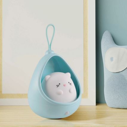 Luce di orientamento per bambini con sensore KITTY LED/0,5W/5V USB blu