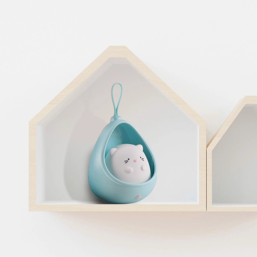 Luce di orientamento per bambini con sensore KITTY LED/0,5W/5V USB blu