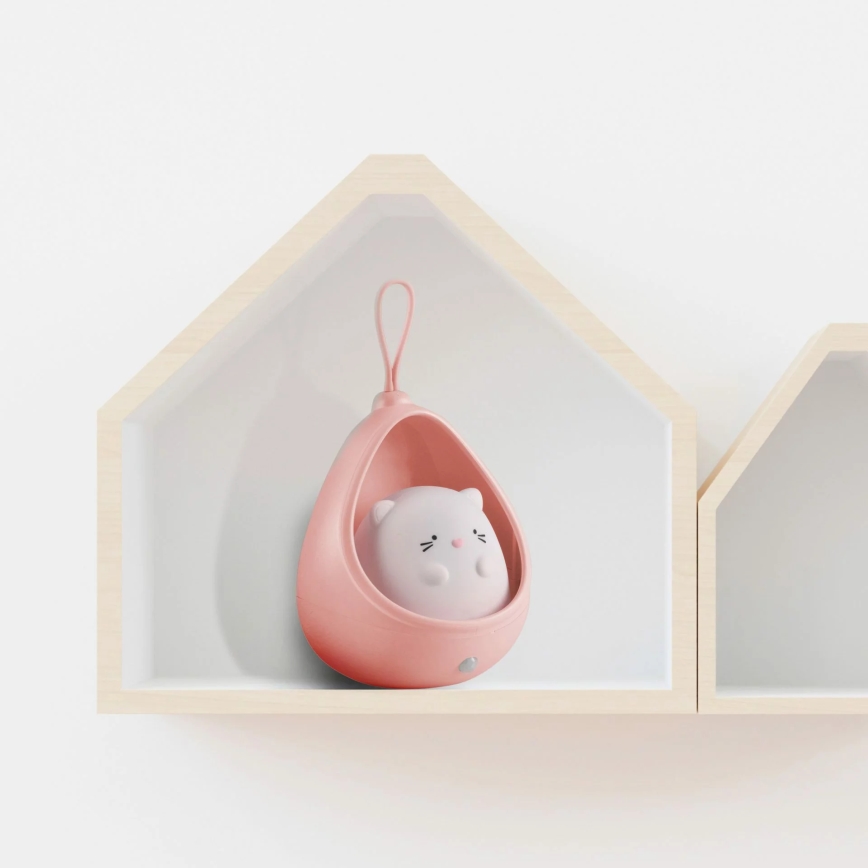 Luce di orientamento per bambini con sensore KITTY LED/0,5W/5V USB rosa