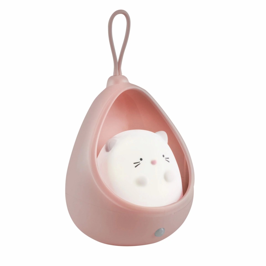 Luce di orientamento per bambini con sensore KITTY LED/0,5W/5V USB rosa