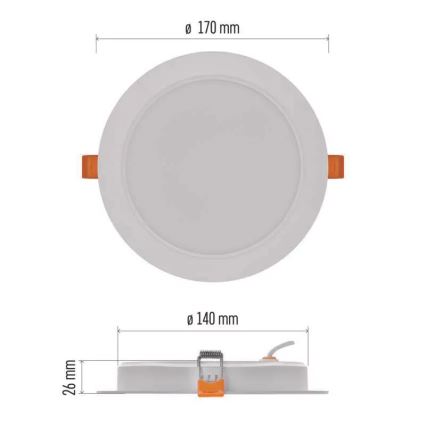 Luce LED da incasso LED/18W/230V diametro 17 cm bianco