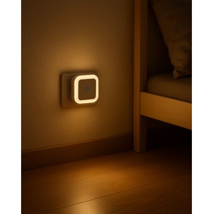 Luce notturna LED con sensore, 0,5 W, 230 V, bianca