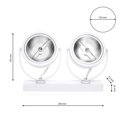 Luce Spot a LED LUGAR 2xAR111 - GU10/25W/230V
