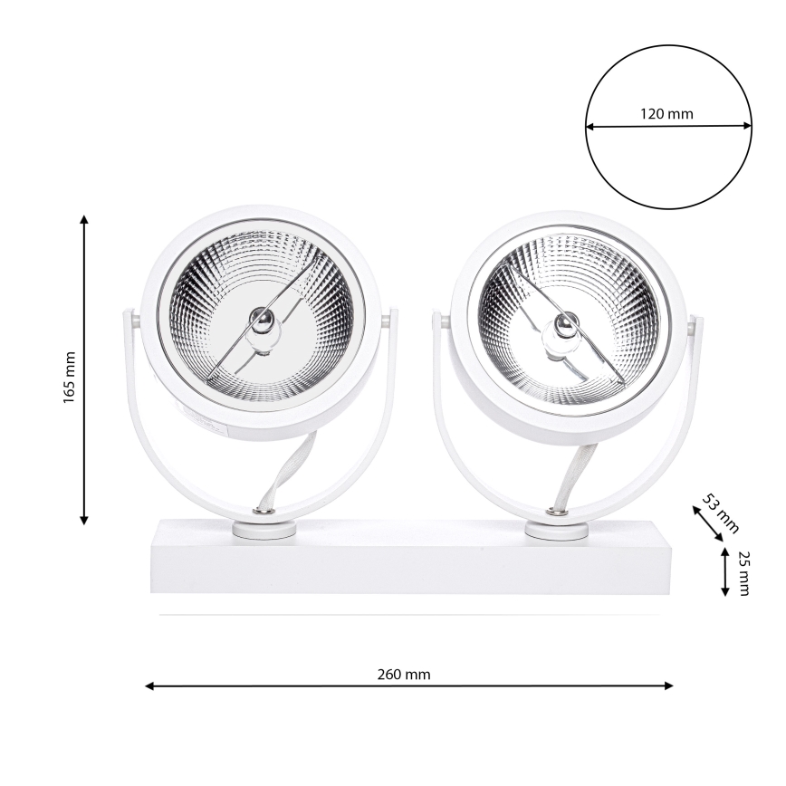 Luce Spot a LED LUGAR 2xAR111 - GU10/25W/230V