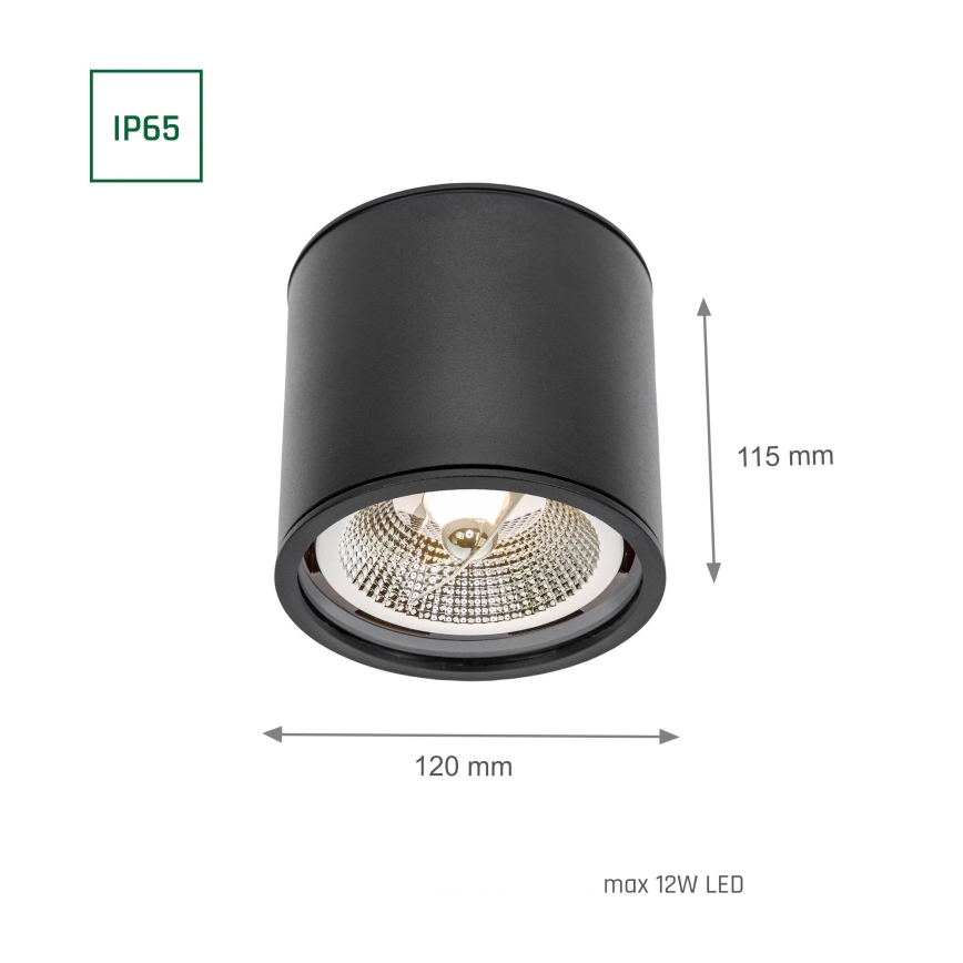 Luce Spot da bagno CHLOE AR111 1xGU10/12W/230V IP65 arrotondato nero