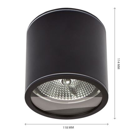 Luce Spot da bagno CHLOE AR111 1xGU10/15W/230V IP44 arrotondato nero