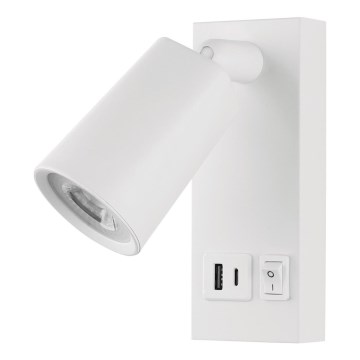 Luce Spot da parete a LED con USB LED/5W/230V bianco