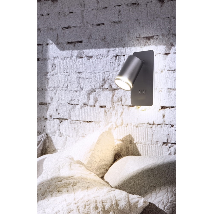 Luce Spot da parete a LED PARIGI 1xGU10/10W/230V + LED/6W/230V nero
