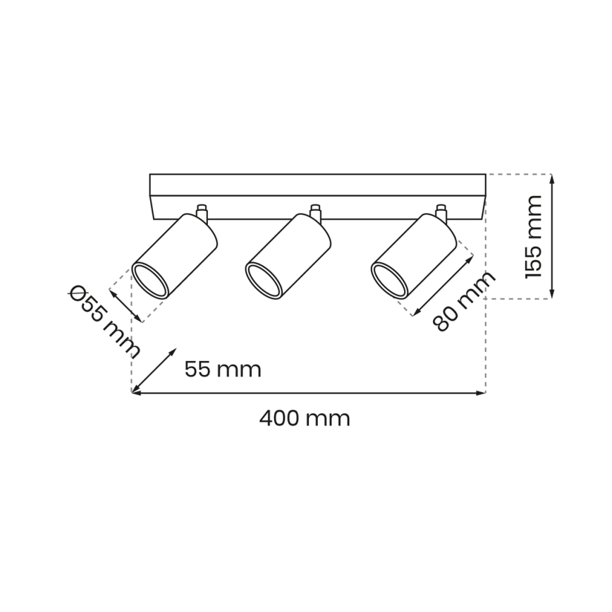 Luce Spot HUDSON 3xGU10/8W/230V nero