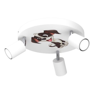Luce Spot per bambini FUN 3xGU10/8W/230V bianco/cagnolino