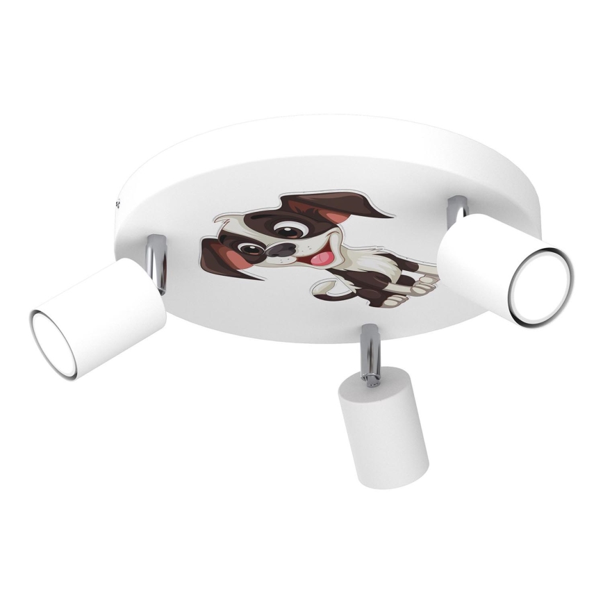 Luce Spot per bambini FUN 3xGU10/8W/230V bianco/cagnolino