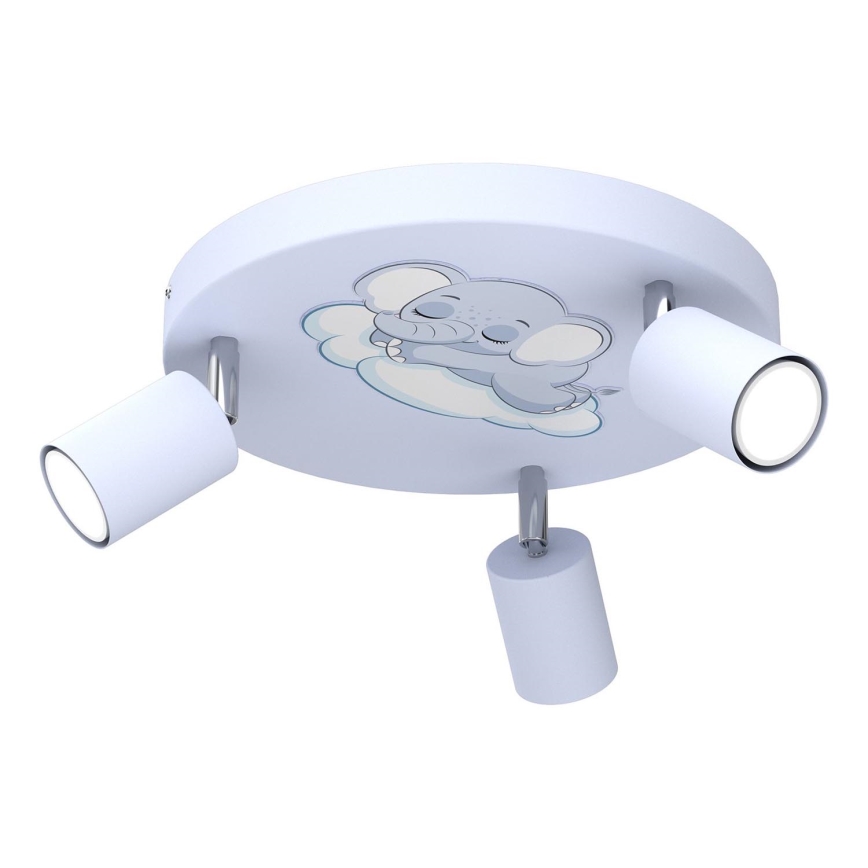 Luce Spot per bambini FUN 3xGU10/8W/230V blu/elefante