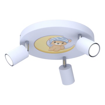 Luce Spot per bambini FUN 3xGU10/8W/230V blu/orsacchiotto
