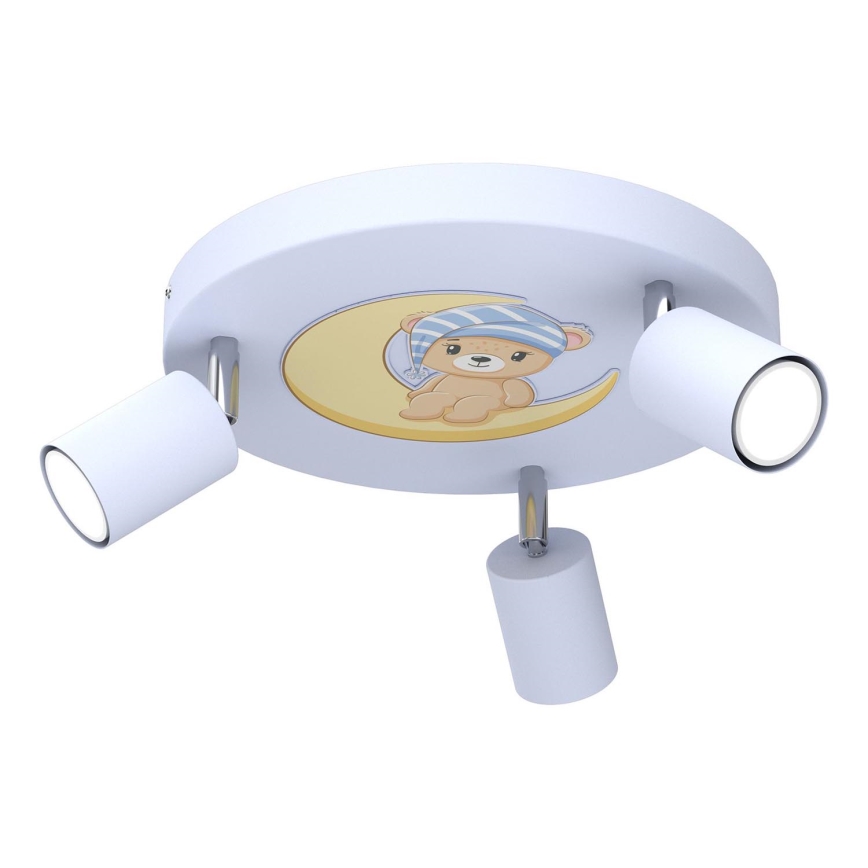 Luce Spot per bambini FUN 3xGU10/8W/230V blu/orsacchiotto