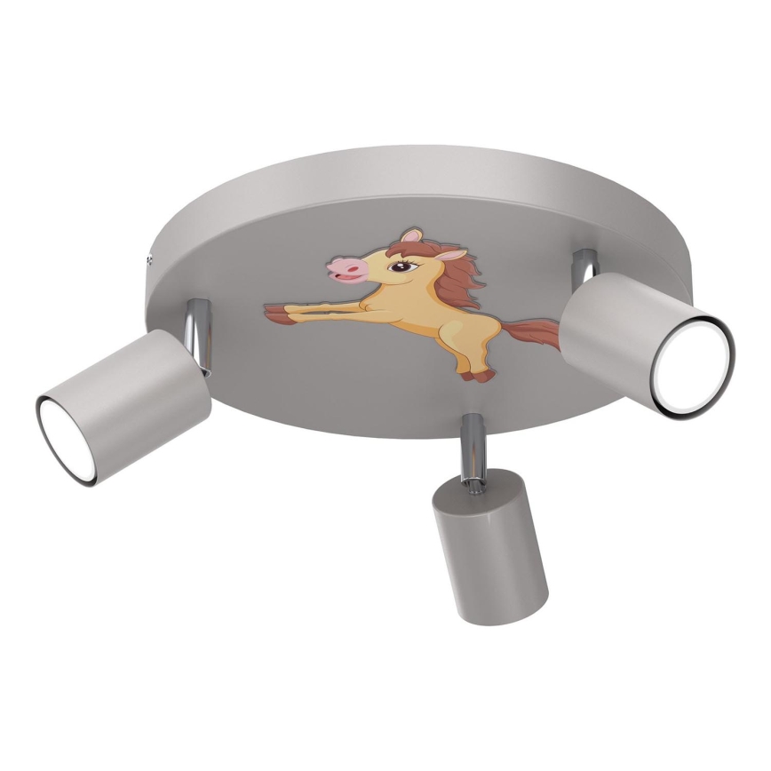Luce Spot per bambini FUN 3xGU10/8W/230V grigio/koník
