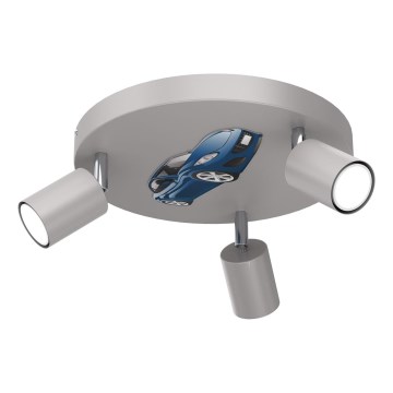 Luce Spot per bambini FUN 3xGU10/8W/230V grigio/macchina