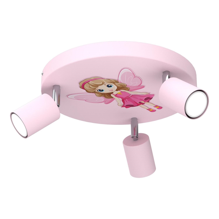 Luce Spot per bambini FUN 3xGU10/8W/230V rosa/fata