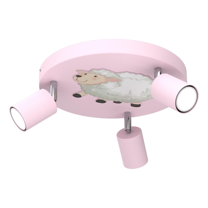 Luce Spot per bambini FUN 3xGU10/8W/230V rosa/pecora