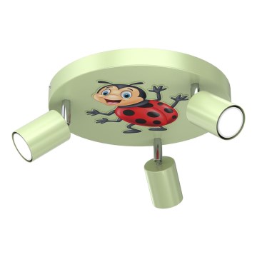 Luce Spot per bambini FUN 3xGU10/8W/230V verde/ladybug