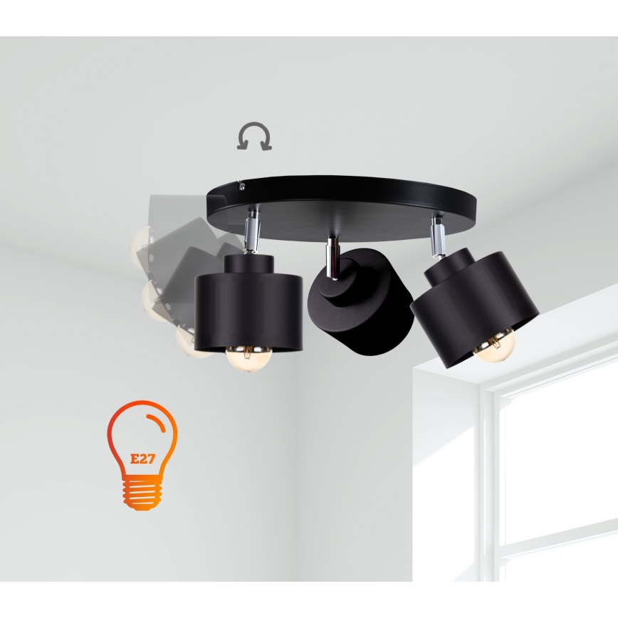 Luce Spot SIMPLY BLACK 3xE27/60W/230V diametro 30 cm