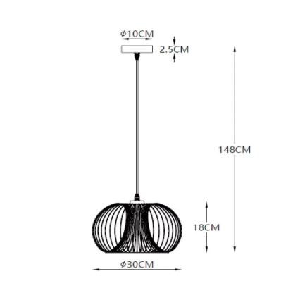 Lucide 02400/30/17 - Hängeleuchte VINTI 1xE27/60W/230V Kupfer