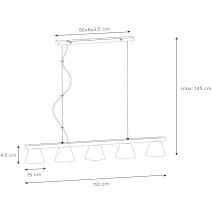 Lucide 03413/05/41 - Lampada a sospensione POSSIO 5xE14/40W/230V
