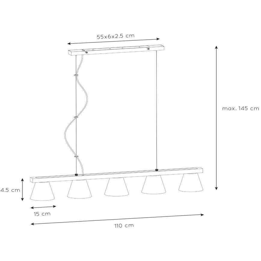 Lucide 03413/05/41 - Lampada a sospensione POSSIO 5xE14/40W/230V