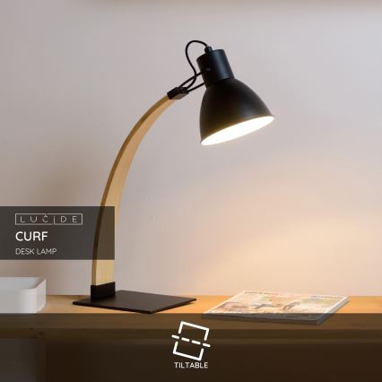 Lucide 03613/01/30 - Lampada da tavolo CURF 1xE27/60W/230V nero