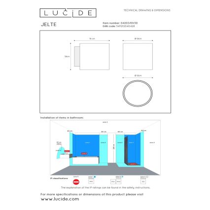 Lucide 04203/01/30 - Badezimmerwandleuchte JELTE 1xG9/33W/230V IP44