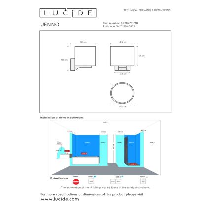 Lucide 04204/01/30 - Badezimmerwandleuchte JENNO 1xG9/33W/230V IP44