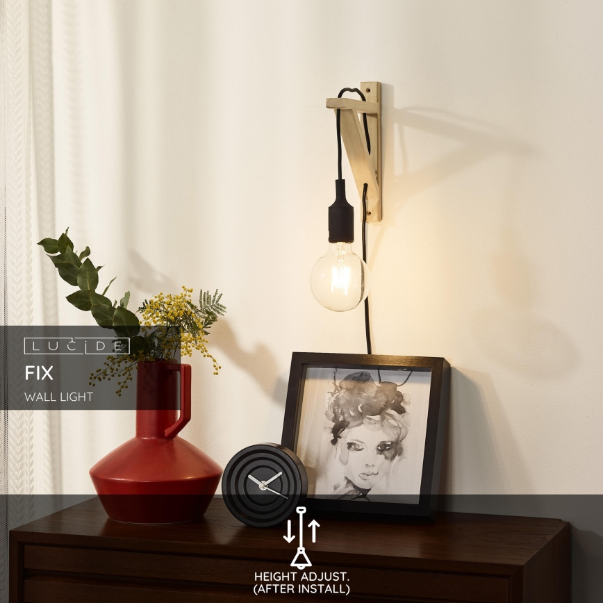 Lucide 08208/01/30 - Applique FIX WALL 1xE27/60W/230V nera