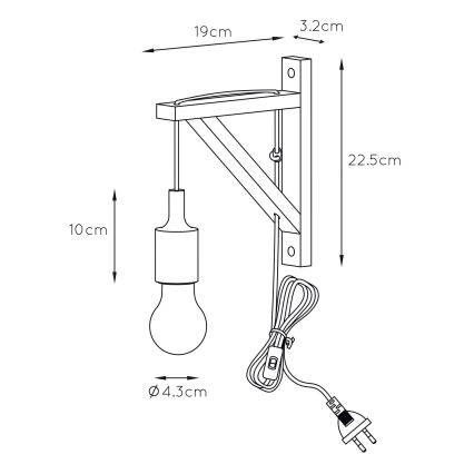 Lucide 08208/01/30 - Applique FIX WALL 1xE27/60W/230V nera