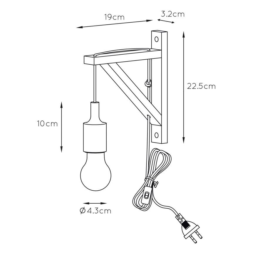 Lucide 08208/01/30 - Applique FIX WALL 1xE27/60W/230V nera