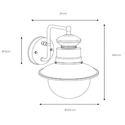 Lucide 11811/01/06 - Applique murale extérieure FIGO 1xE27/60W/230V IP44