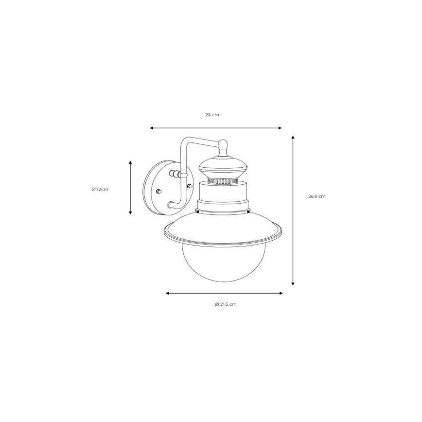 Lucide 11811/01/06 - Applique murale extérieure FIGO 1xE27/60W/230V IP44