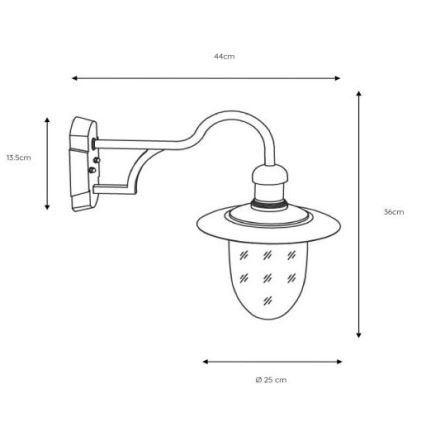 Lucide 11871/01/30 - Applique da esterno ARUBA 1xE27/60W/230V IP44