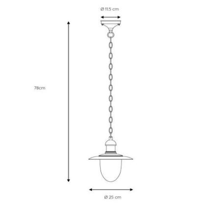 Lucide 11872/01/97 - Lampada a sospensione da esterno ARUBA 1xE27/60W/230V
