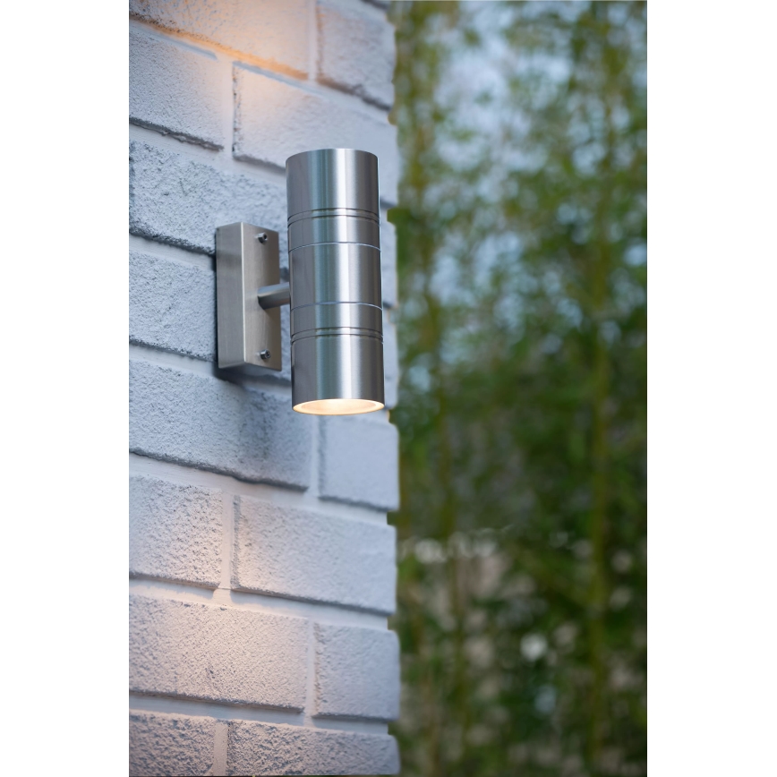 Lucide 14867/11/12 - LED Auβen-Wandbeleuchtung ARNE-LED 2xGU10/5W/230V chrom matt