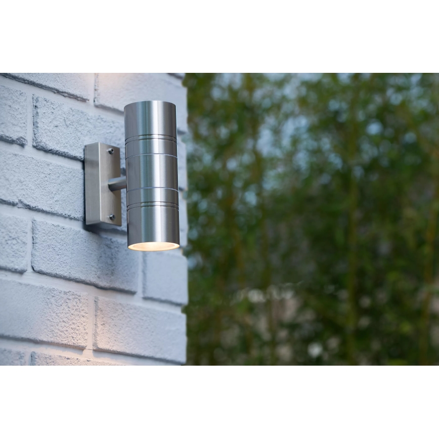 Lucide 14867/11/12 - LED Auβen-Wandbeleuchtung ARNE-LED 2xGU10/5W/230V chrom matt